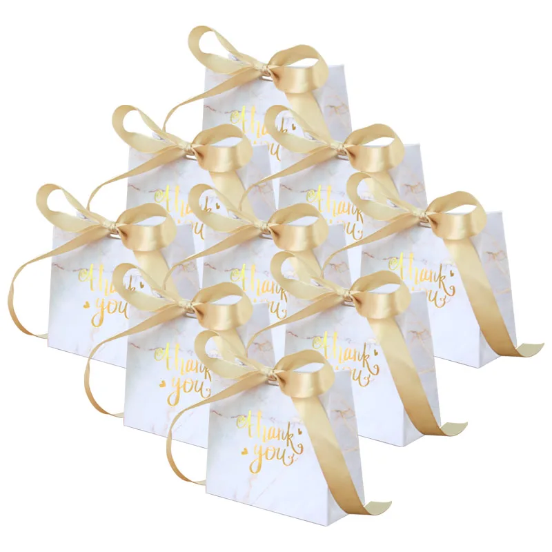 white marble  paper Box for  Wedding Decoration Favors Gift Box Candy Chocolate Packing Box with ribbon