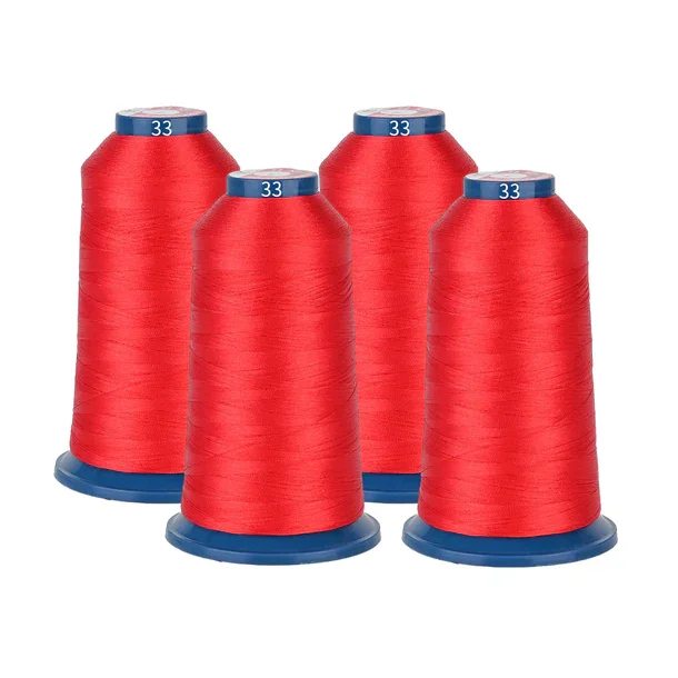 4000m 108D/2 40wt Wholesale Richword Selected DIY Polyester Handmade Embroidery Thread Sewing Thread Red 33 four-pack