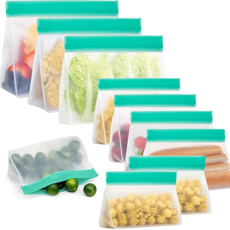 Amazon Top Seller Food Grade Eco-friendly Reusable PEVA Food Storage Bag, Plastic Vacuum Zip Bag