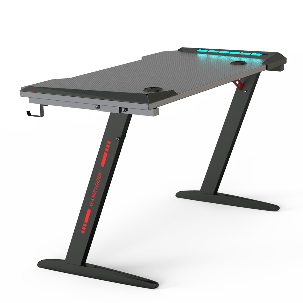 New Design Z-shaped Gaming Desk with RGB PC Computer Desk LED Gaming Table