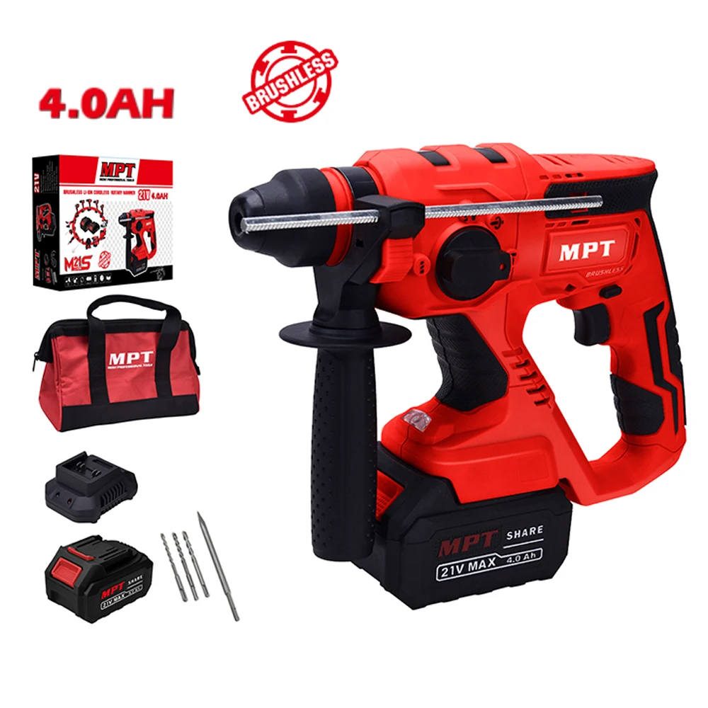 MPT 21v Rechargeable Lithium Battery Brushless 1400r/min  Li-ion Cordless Rotary Hammer drill 22mm
