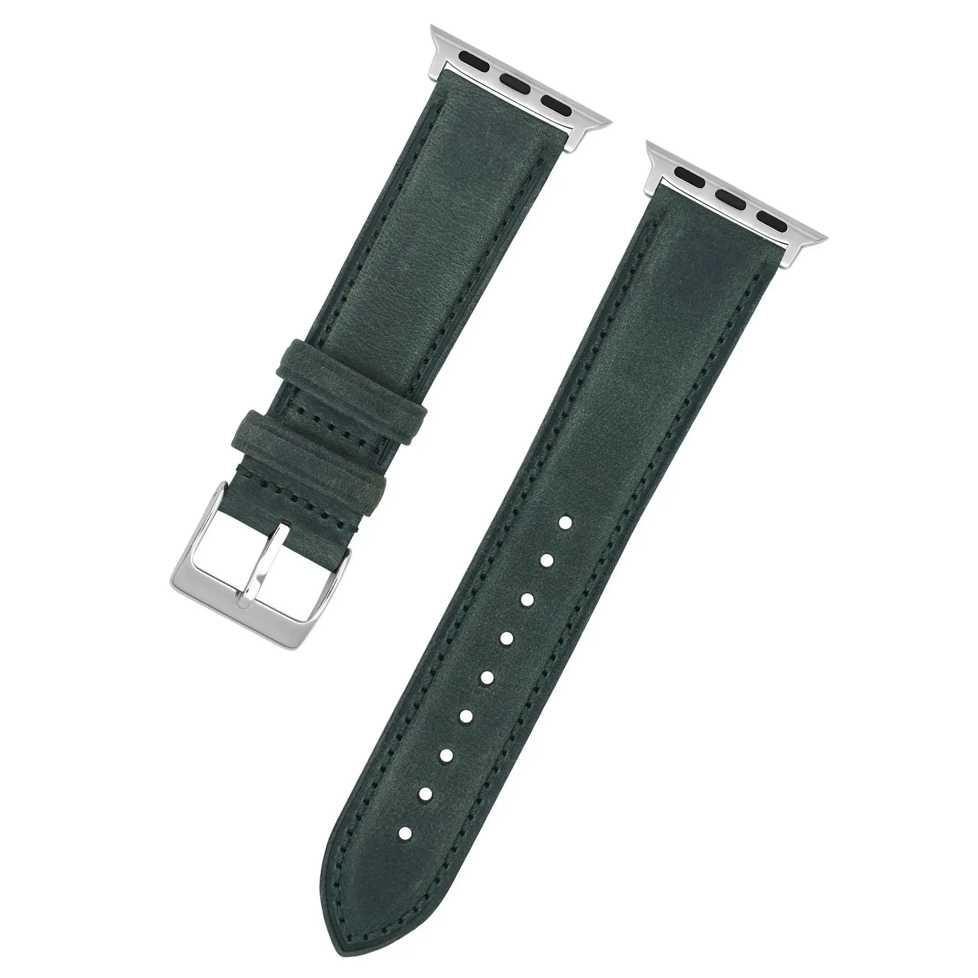 Steel butterfly buckle first layer cowhide leather watch strap accessories Italy high-end oil wax leather strap