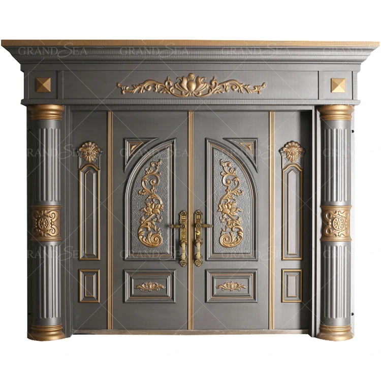 China suppliers Luxury design exterior casted aluminum bullet proof security door steel armored doors for business