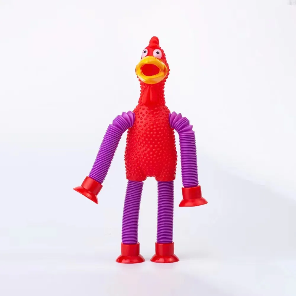 2024 Pop Tubes Sensory Fidget Suction Cup Pop Tube screaming chicken Toys Squeeze Toys for Kids Multicolor LED Light Up Toys