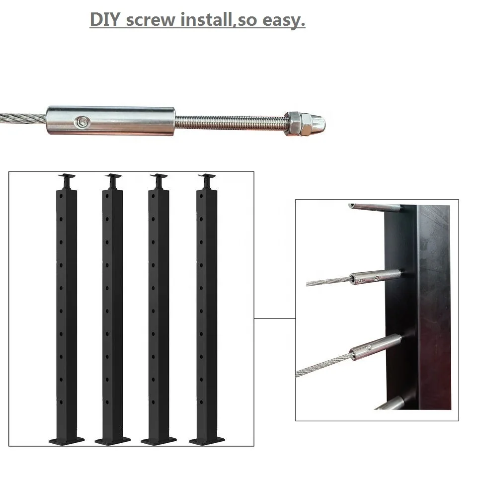EKOO Top-ranked wire rope stainless cable railings for balcony fencing cable railing deck posts