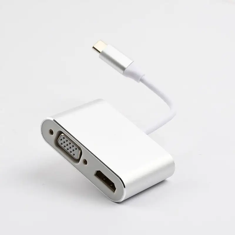 China manufacturer USB Type C to HDMI VGA 3.5mm Audio Hub 3 in 1 Multiport Adapter for mac book