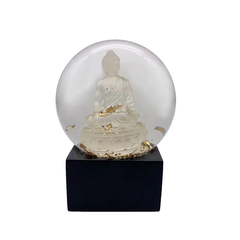 Wholesale without music personalized round design a flowing 120MM Transparent Buddha Water Crystal ball