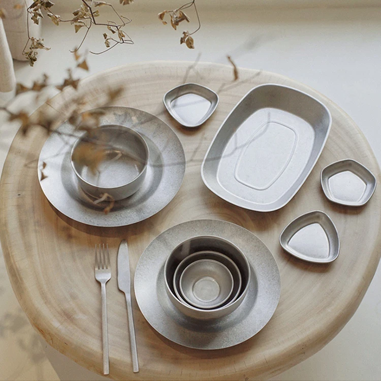 Wholesale 304 Stainless Steel Seasoning Dip Dishes Korean Style Dish with Different Sizes BBQ Restaurant Snack Serving Dish