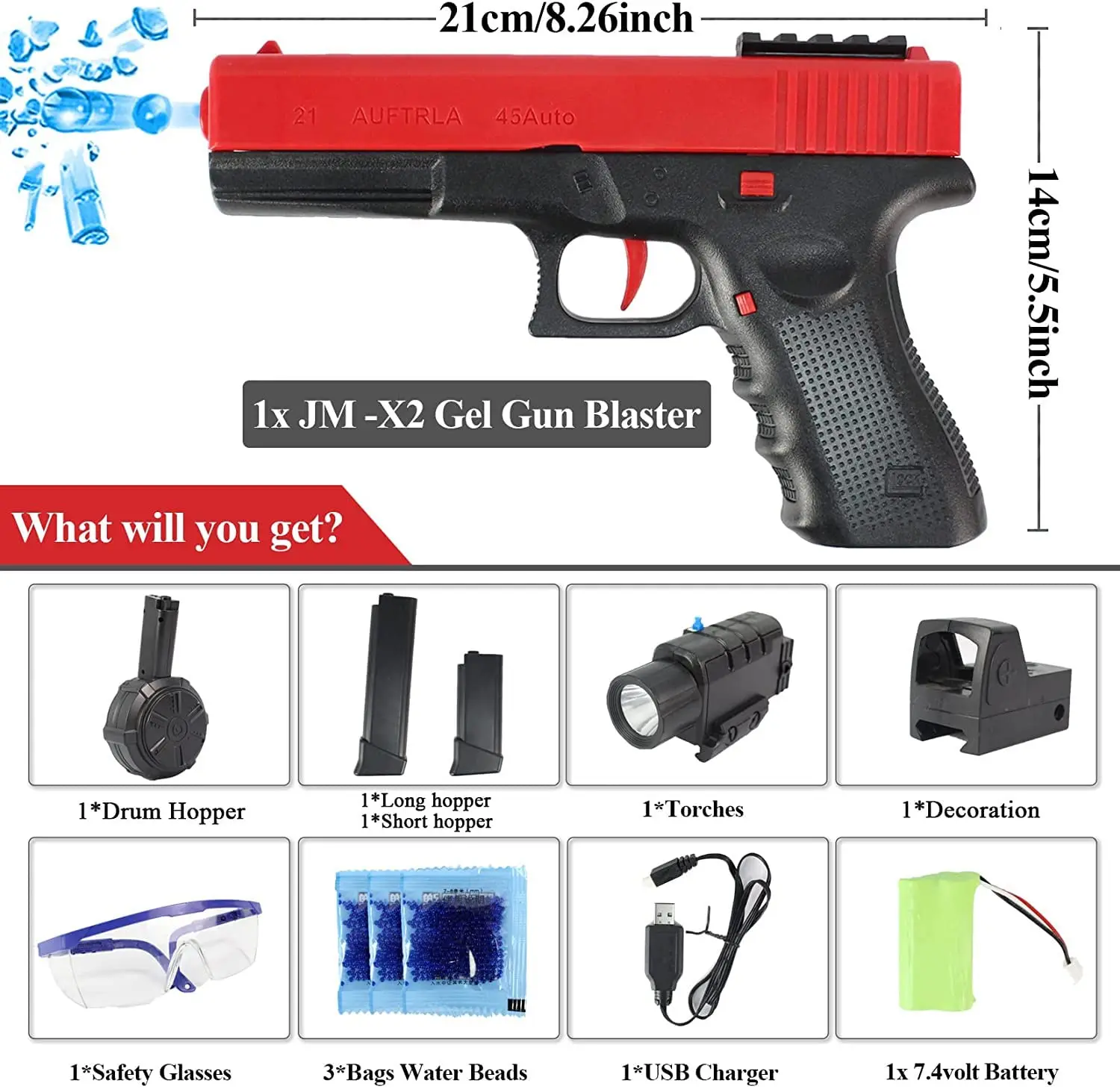 2022 splatter ball gun Glock Electric Gel Ball Blaster Toy Gun for kids for outdoor activities shooting game
