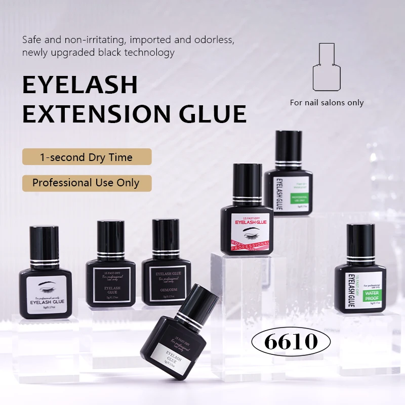 5mL Adhesive Private Label Professional Use Only Vegan Black Glue Eyelash Extension Supplies Quality 1 Sec Fast Dry Eyelash Glue