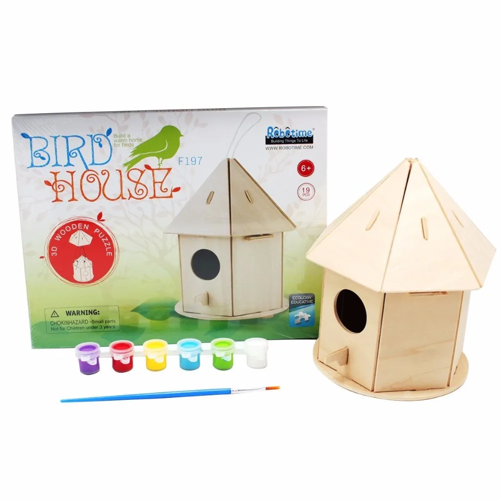 
Hot Selling Novelty Cute Wood DIY White Bird Feeder House Kit IBEI 
