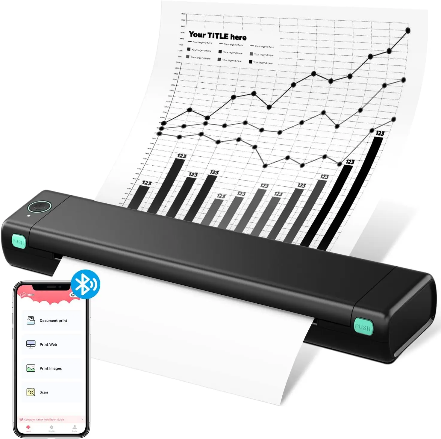 Mini Printer M08F A4 Printer and Convenient Phomemo Portable Thermal Printer A4 Bluetooth Print Machine