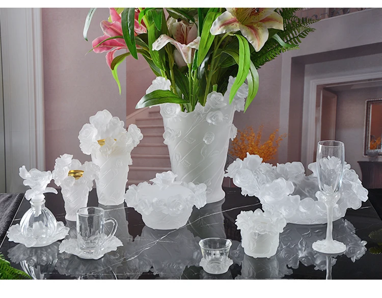 2024 New Trending Crystal bohemia Rose Flower Fruit Tray Chocolate Bowl For party decoration