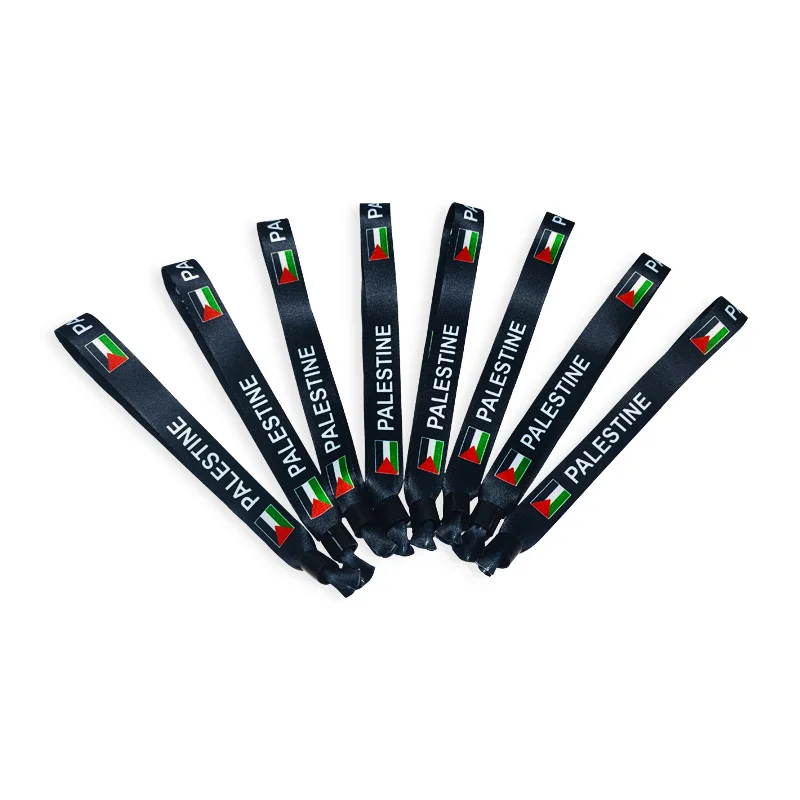 Palestine Wristband Bracelet Wholesale Polyester Festival Woven Wristband Bracelet Cloth Fabric Wristbands With Logo Custom