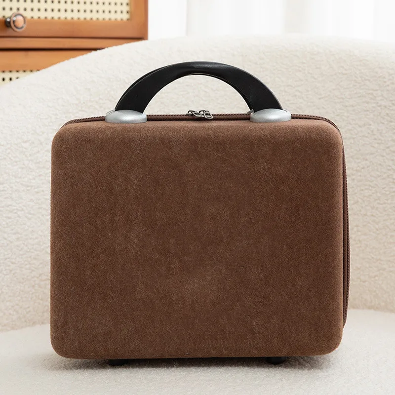 Lightweight Multifunctional Brown Felt Luggage Box Home Storage Organizer Bin with Ergonomic Rubber Handle for Closet