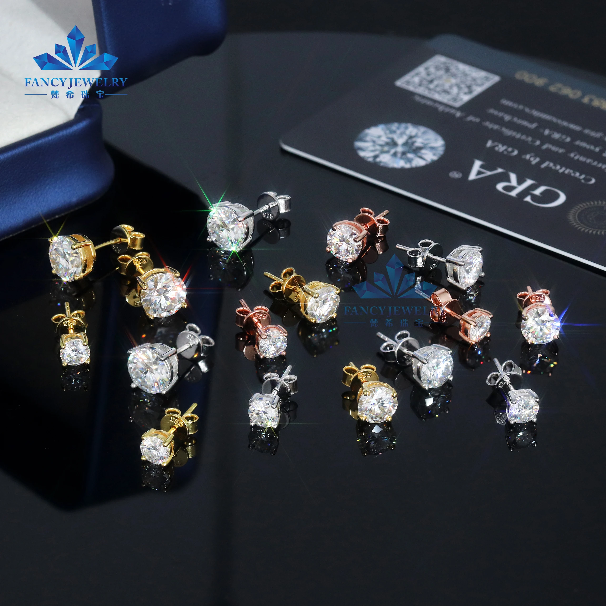 5mm 6.5mm 8mm moissanite earring stud iced out vvs1 d color diamond sliver fine jewelry earrings custom 10k 14k 18k gold