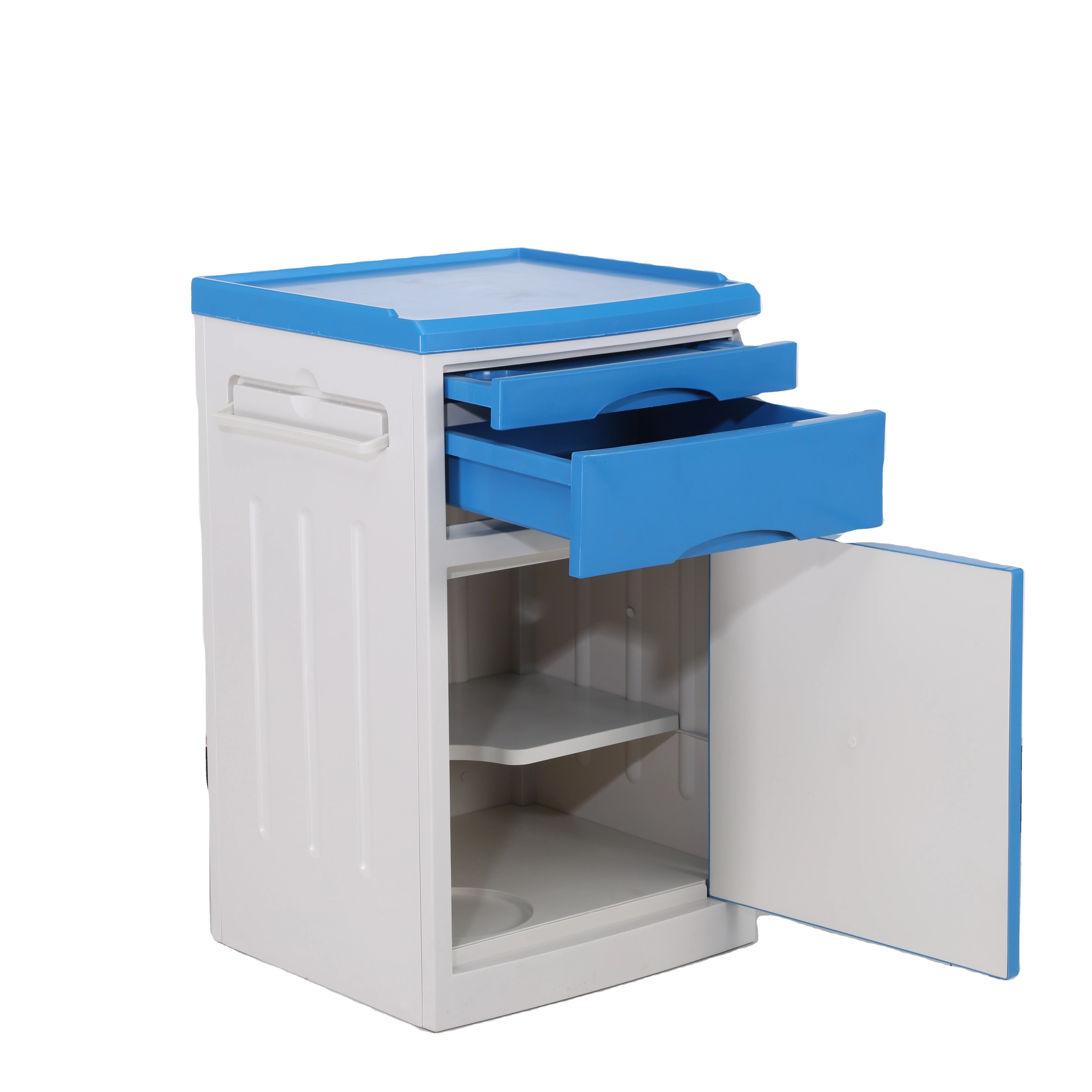 high quality ABS Hospital bedside table movable bedside locker plastic bedside cabinet with wheels and brake for hot sale
