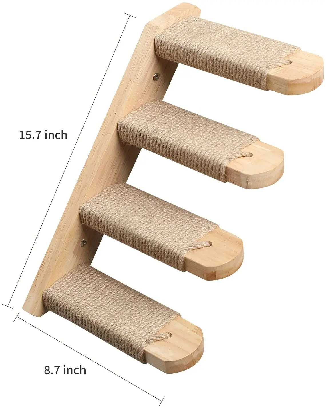 Four Step Cat Stairway with Jute Scratching  Wall Mounted Cat Climbing Shelf