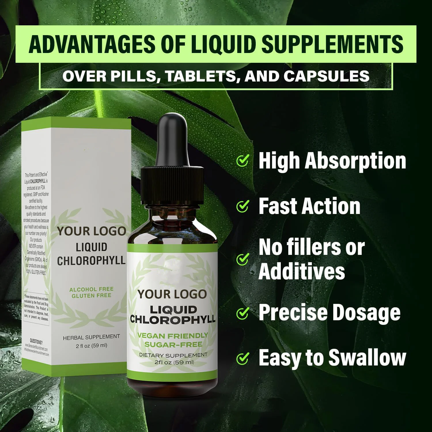 Liquid chlorophyll customized chlorophyll liquid private label chlorophyll drops