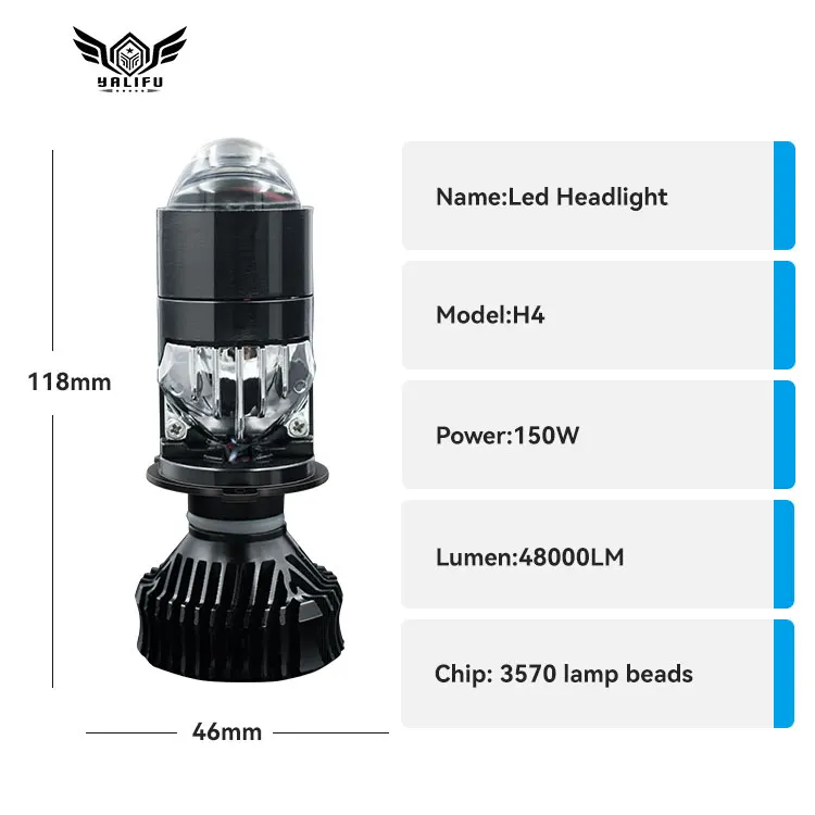 Super Bright Projector LED Headlight Lens Mini H4 LED Headlight Bulbs 9-80V Motorcycle LED Projector Lens