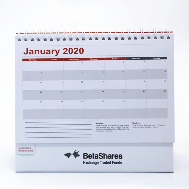 
2020 Wholesale craft cover 12 month custom table desk desktop calendar printing 