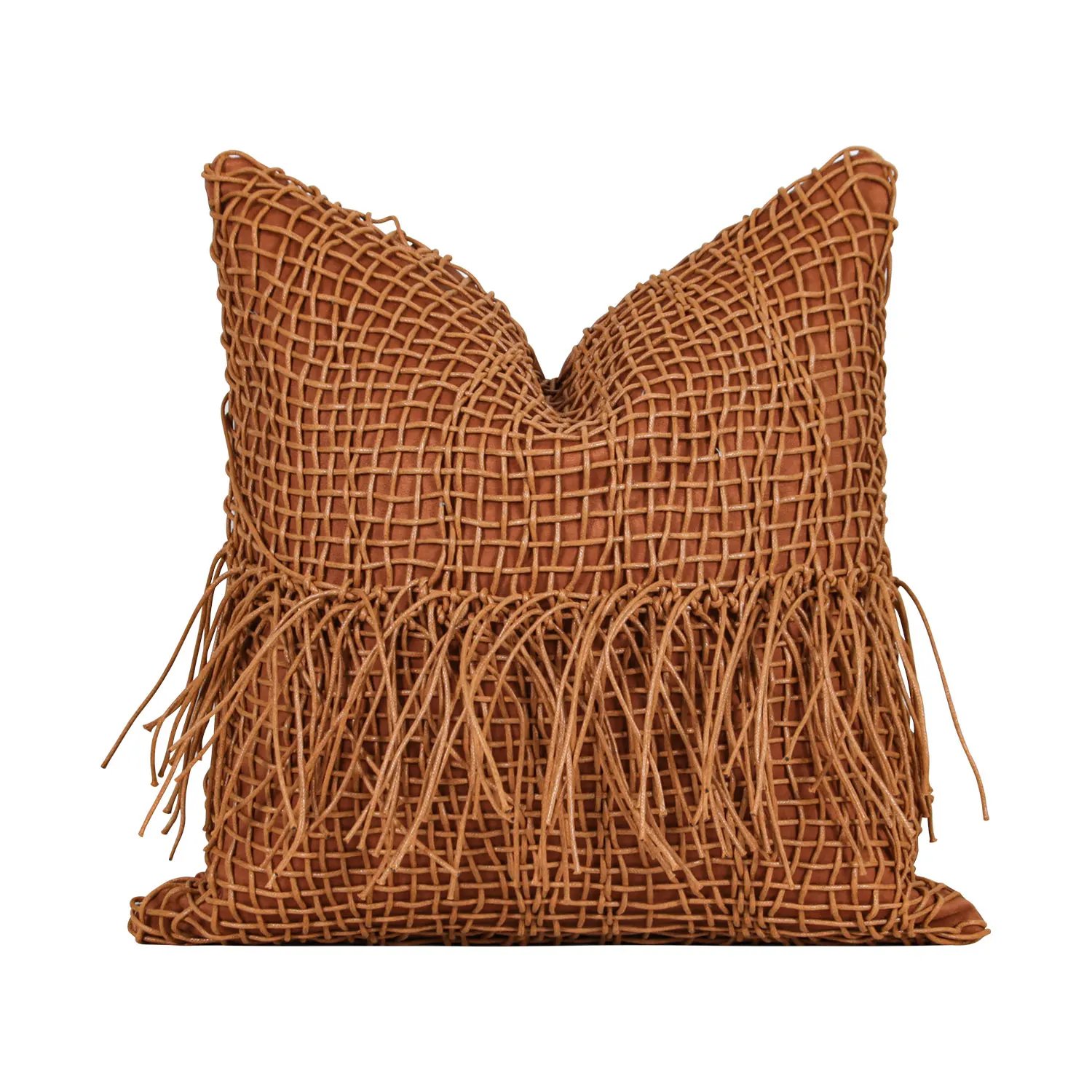 Luxury European Abstract Woven Throw Pillow Patchwork Tassel Waist Pillowcase