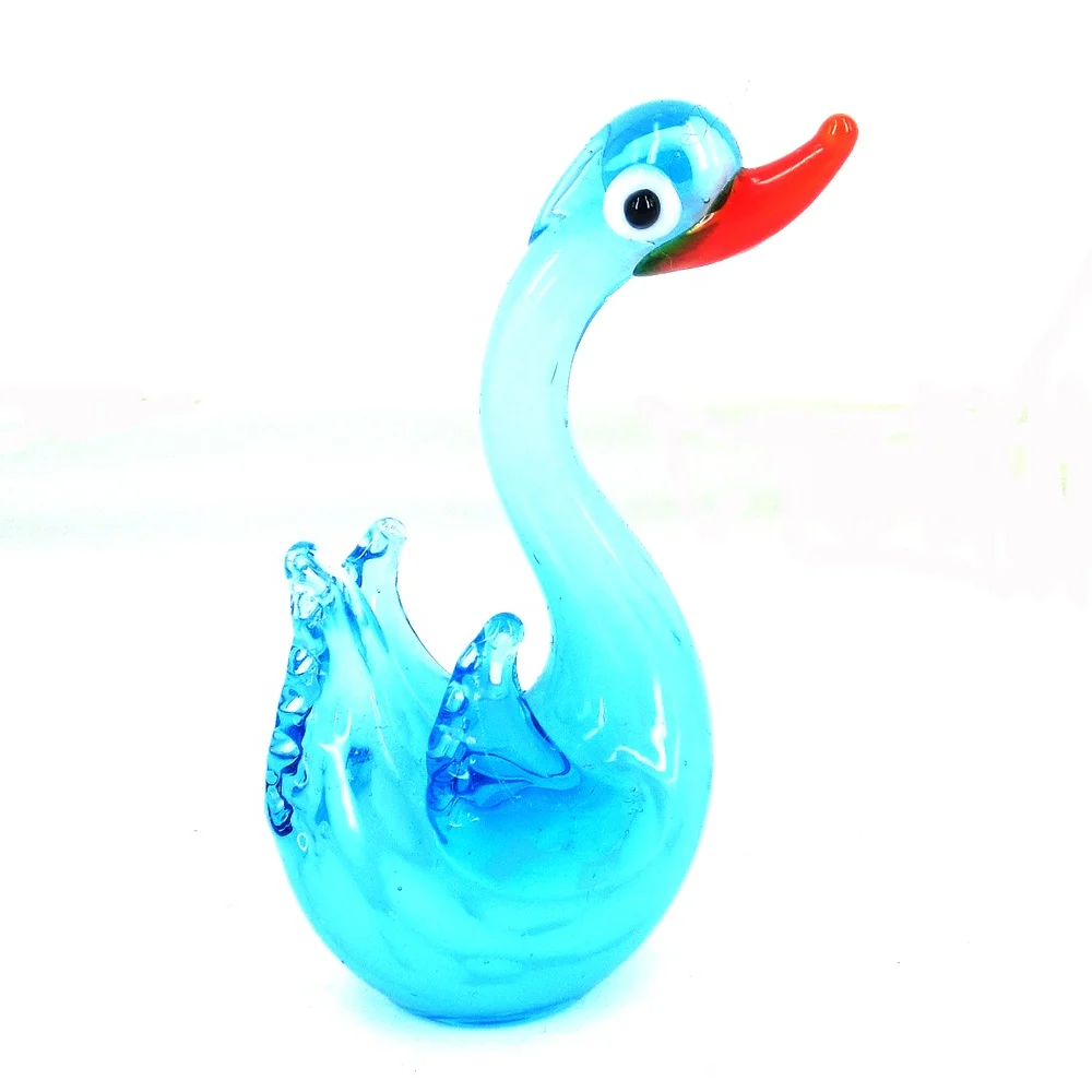 
Farm miniature fancy collection hand blown glass swans figurine 