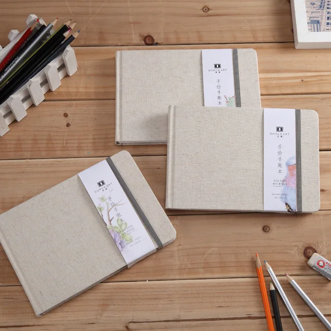 Тканевый скетчбук в твердом переплете, A5, бумага для рисования без кислоты, дорожный журнал для чернил и карандашей