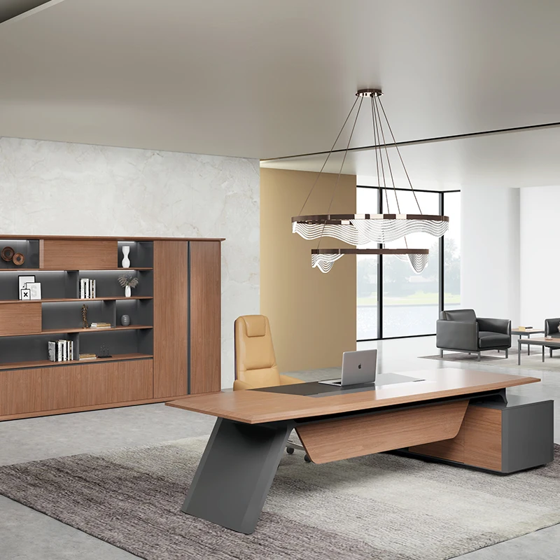 Top Modern Design Office Table Executive Leather Desk E1 Mdf Luxury Boss Desk L Shape Office Desk Furniture