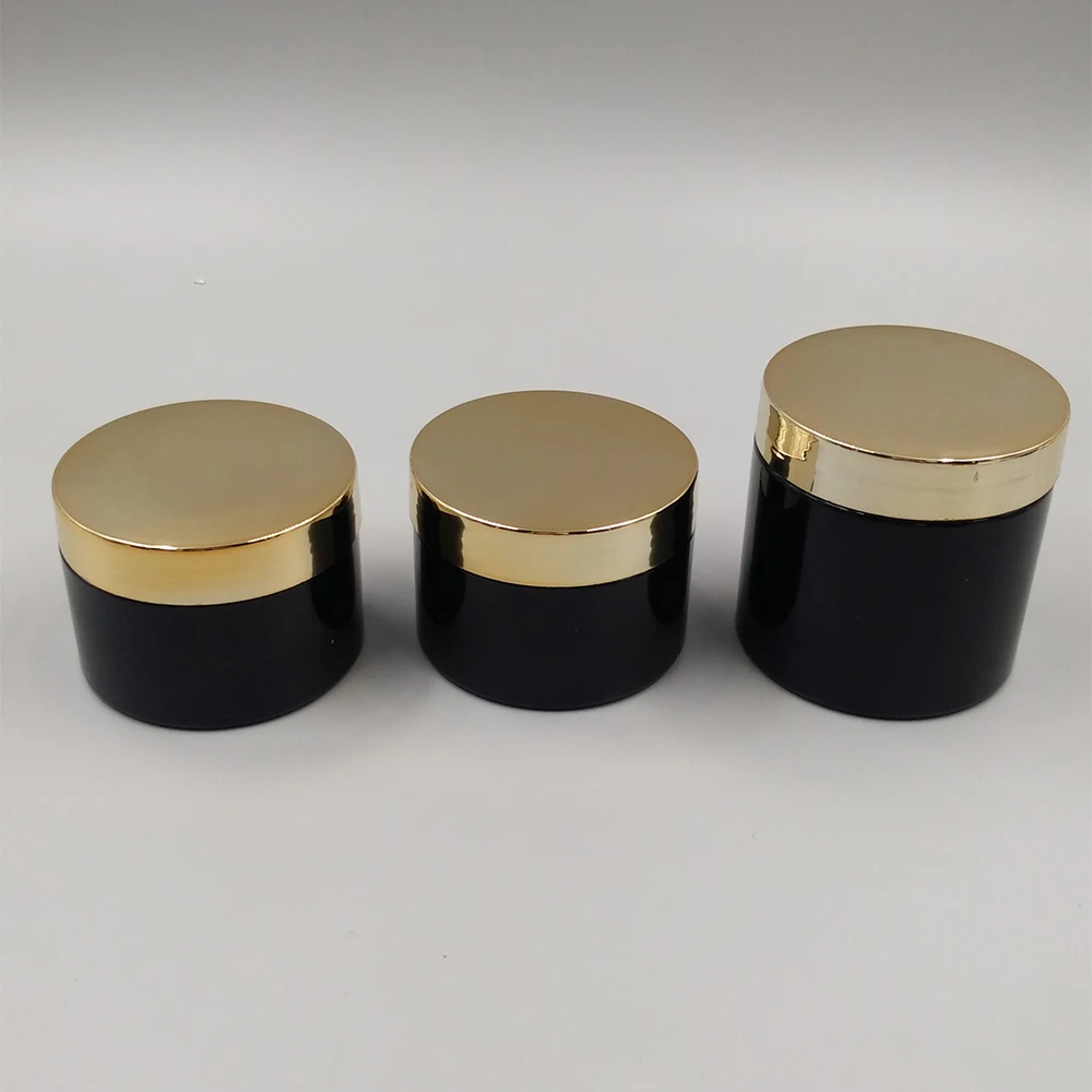 4oz 8oz Luxury Empty OEM Cosmetic Containers Biodegradable Cosmetic Packaging Plastic Cream Jar with gold lid