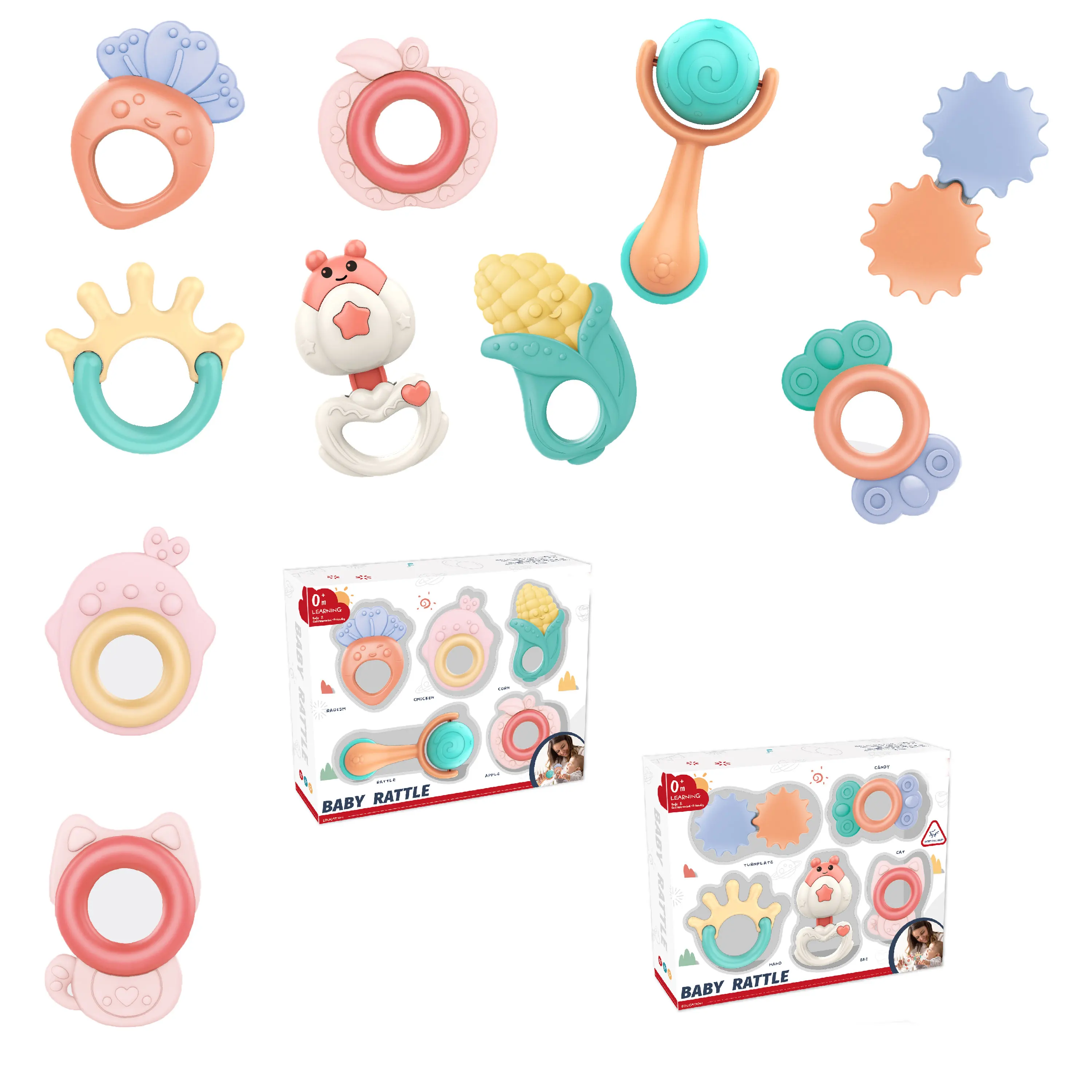 Rattle Toys for Baby Toys, Safe Toddler Newborn Toys for Early Education,Animal Shaker