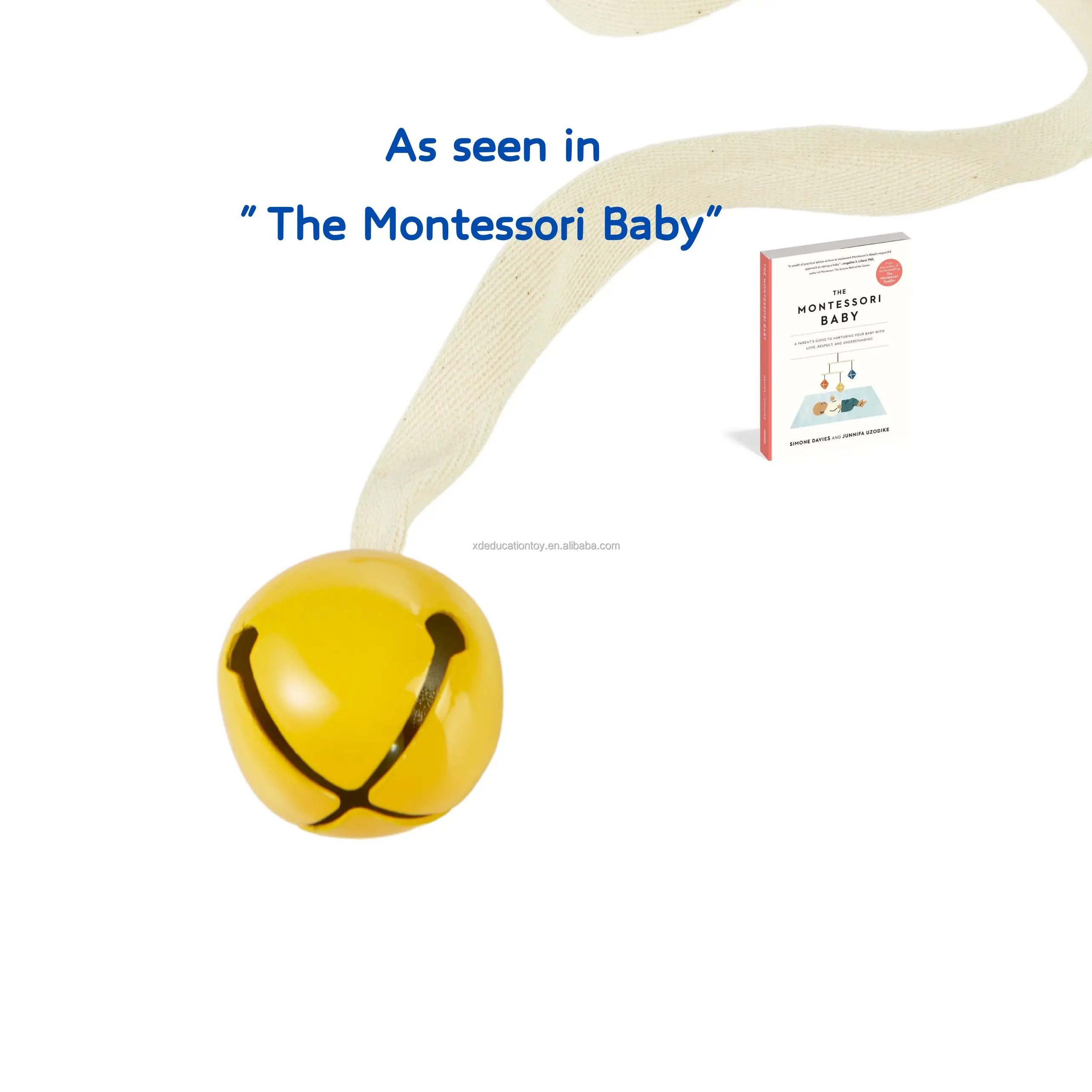 Montessori-Inspired round Metal Sensory Mobile Educational Baby Mobiles with Musical Bell & Ribbon Inspired Musical Toy Set