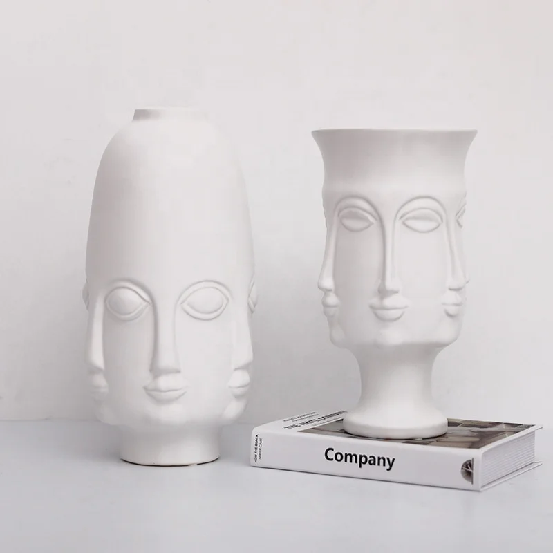 Decoration living room ceramic porch model modern artwork face shape vase