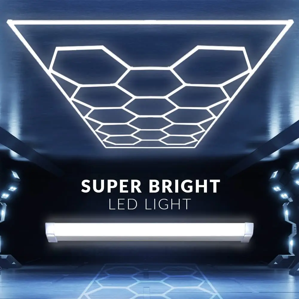 Custom Connection High Flux Car Showroom Auto Workshop Designed Pink Outframe LED Hexagonal Kit