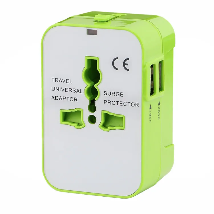 
Dual USB 2100MA universal travel adapter for multi plugs UK EU AUS US universal 