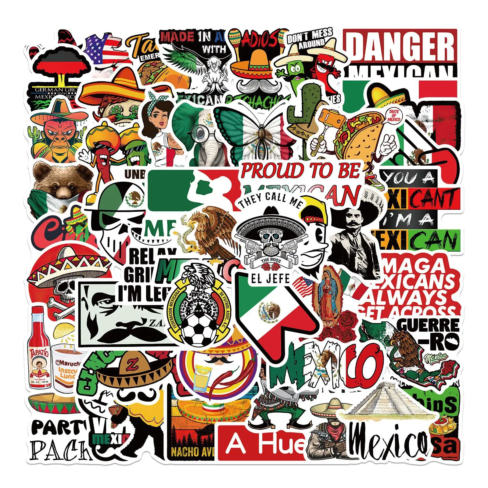 50Pcs Mexican Style Hot Sale Graffiti Stickers For Laptop Phone Bottle Notebook Mexico Funny Cartoon Vinyl Sticker Packs
