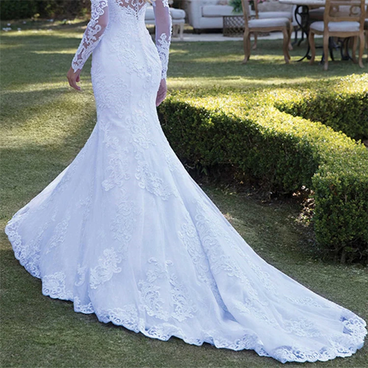 Factory Direct New Custom Size Dress Long Sleeve Wedding Dress Bridal Gown Lace Wedding Dress