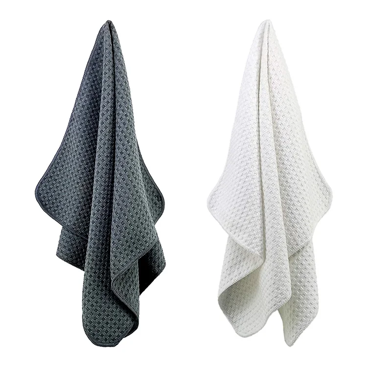 Premium Solid Colors Microfiber Dish Wash Towel Ultra Soft Absorbent Quick Drying Waffle Kitchen Towel