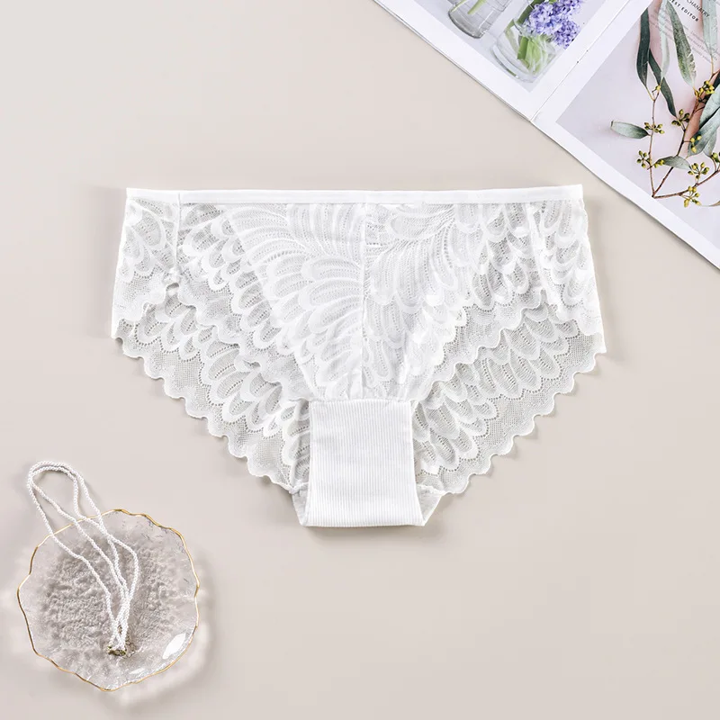 Explosion Factory Direct Large Size Ladies Panties Sexy Lace Fat Mm Cotton Mid-Waist Hipster Panties Large Size Wholesale