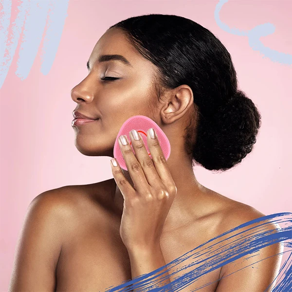 Wireless waterproof mini led light facial deep pore cleansing brush face wash skin clean silicone brush