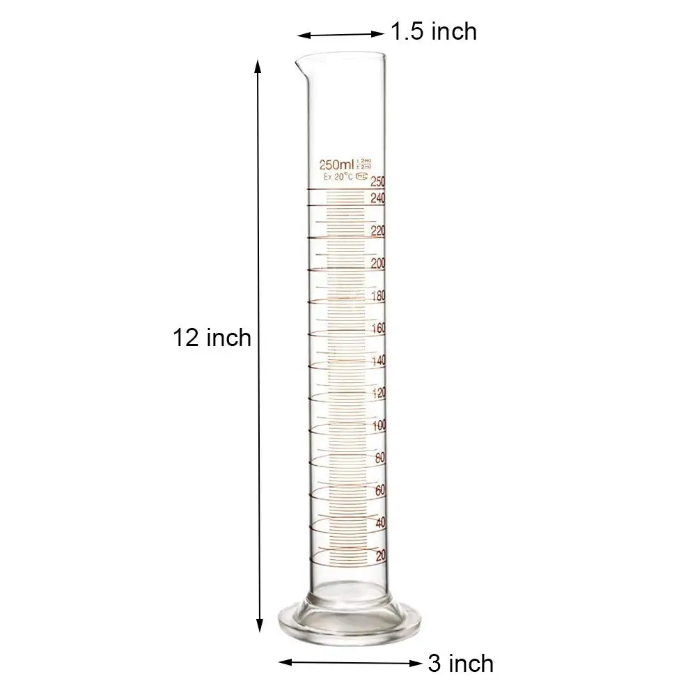 Custom 5ml 10ml 25ml 50ml 100ml 250ml 500ml 1000ml 2000ml Glass Cylinder Measuring Graduated Cylinder
