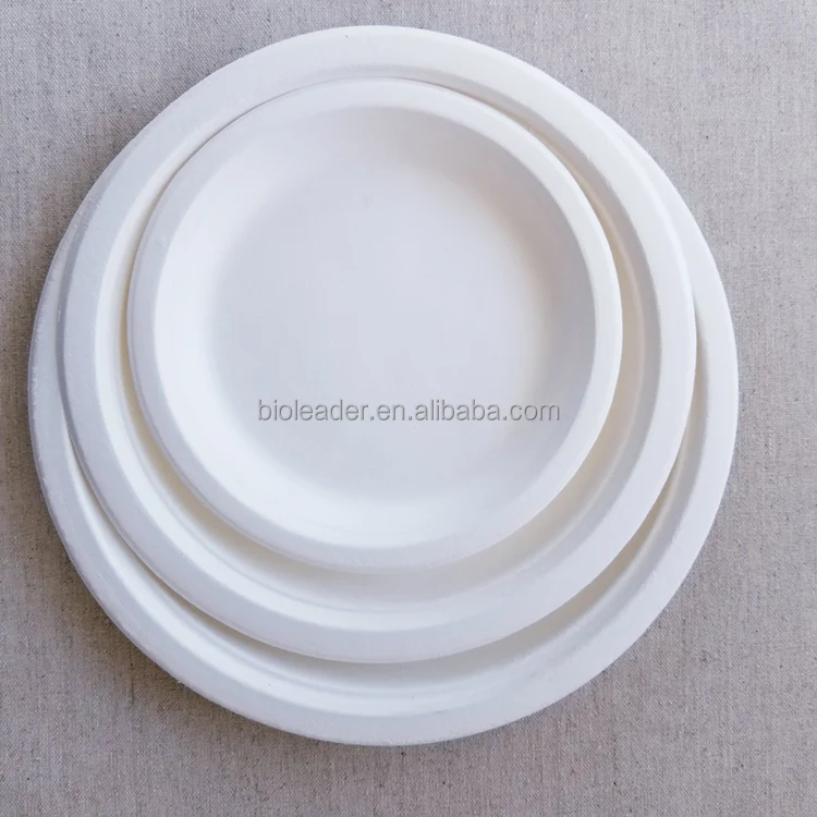 Small Round 6 Inch Biodegradable Sugarcane Bagasse Disposable Dessert Plate For Party