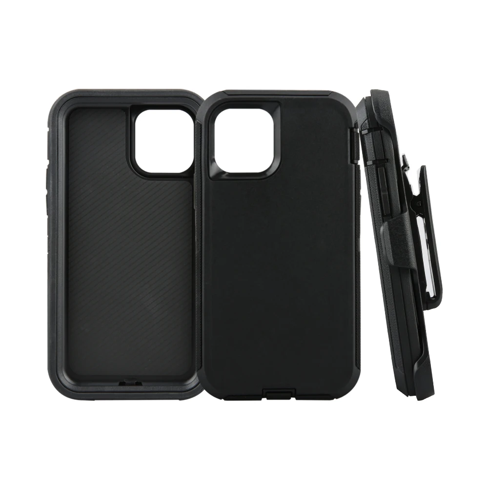 Shockproof TPU PC 3 In 1 Armor Defender Case For Iphone 6 7 8 Plus X Xs 11 12 13 Pro Max Back Cover With Belt Clip