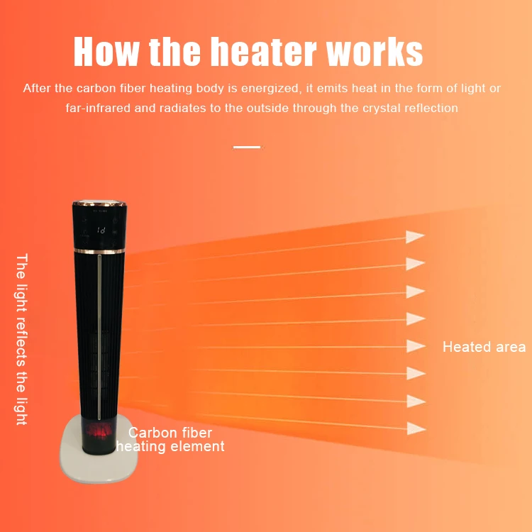 New design 2000W portable PTC ceramic fan electric fireplace LCD heater with remote for home