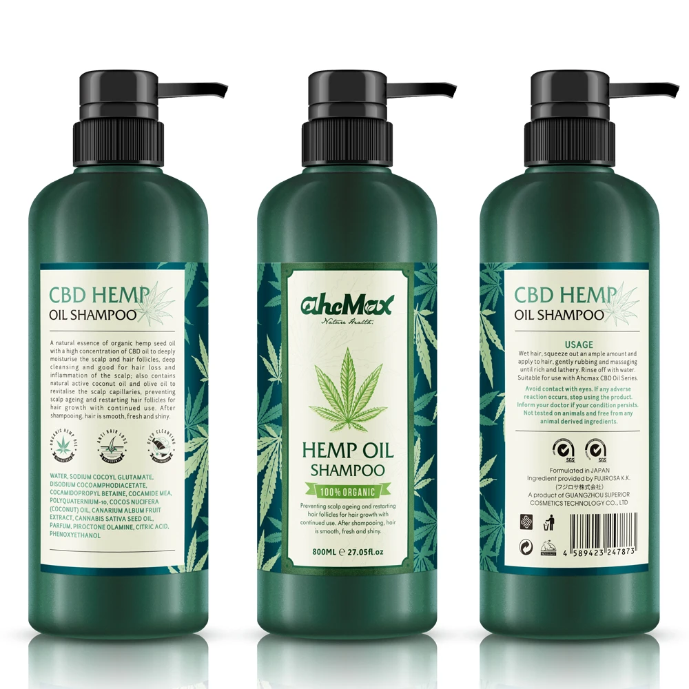 AHCmax Oem Best Hemp Moisturizing Anti Hair Loss Deep Cleansing Customized Hemp Oil Hair Shampoo Conditioner