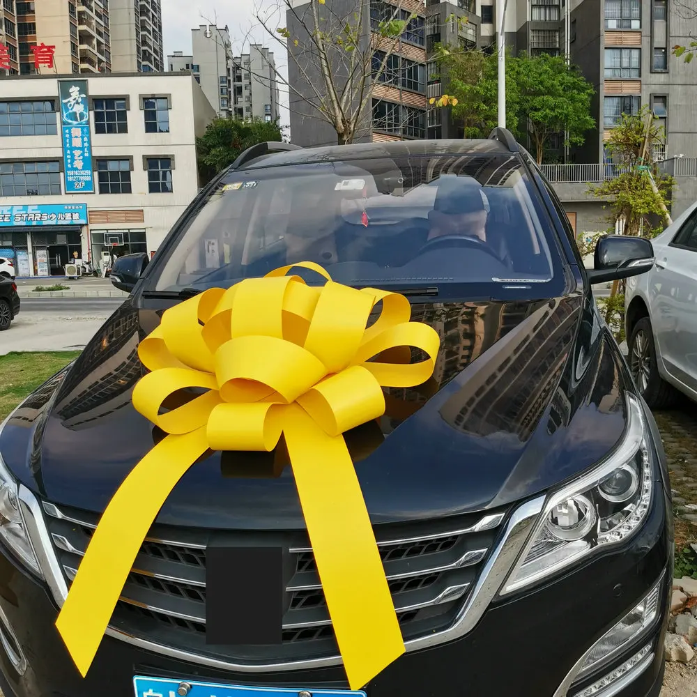 30 Inches  Yellow Plastic Indoor Outdoor Water Resistance Giant Magnetic Car Show Hall Decorative Bow