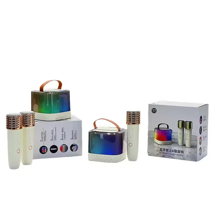 T7 Mini Portable Machine Kids Music Player With Wireless Mic Microphone Professional Blue tooth Speaker Karaoke For Home