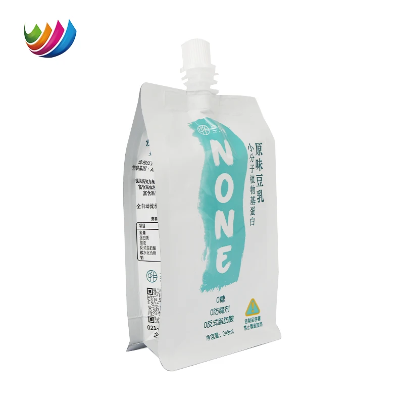 Custom Printed Aluminum Foil Soya Bean Milk Packaging Bag Filling Machine Fruit Drink Beverage Yogurt Packaging Bag With Spout
