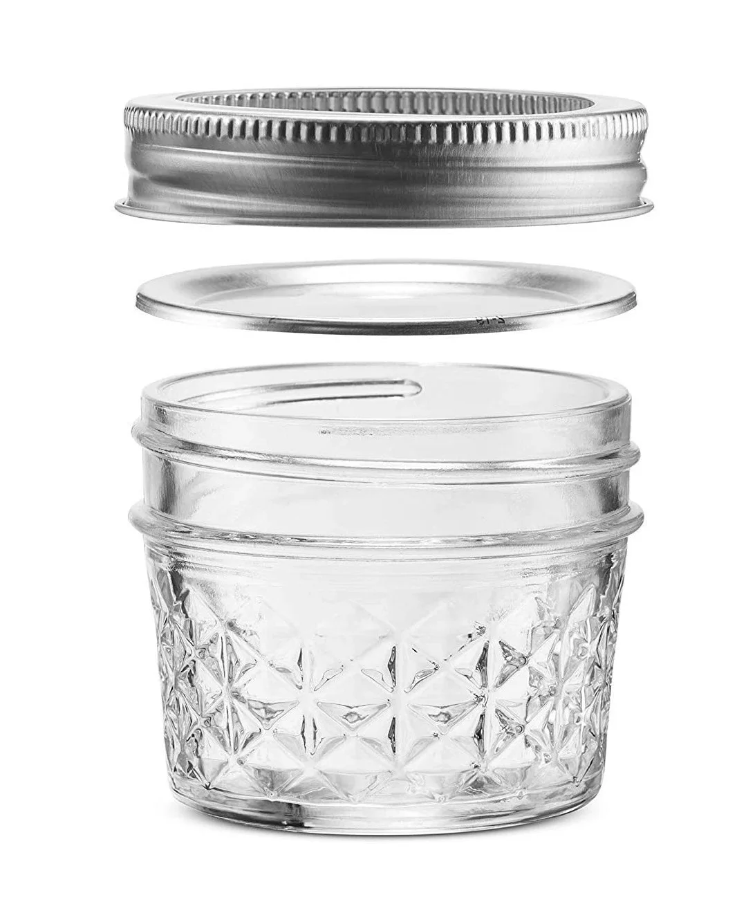 High quality clear glass jam jar honey jar storage jar food bottle with metal lid