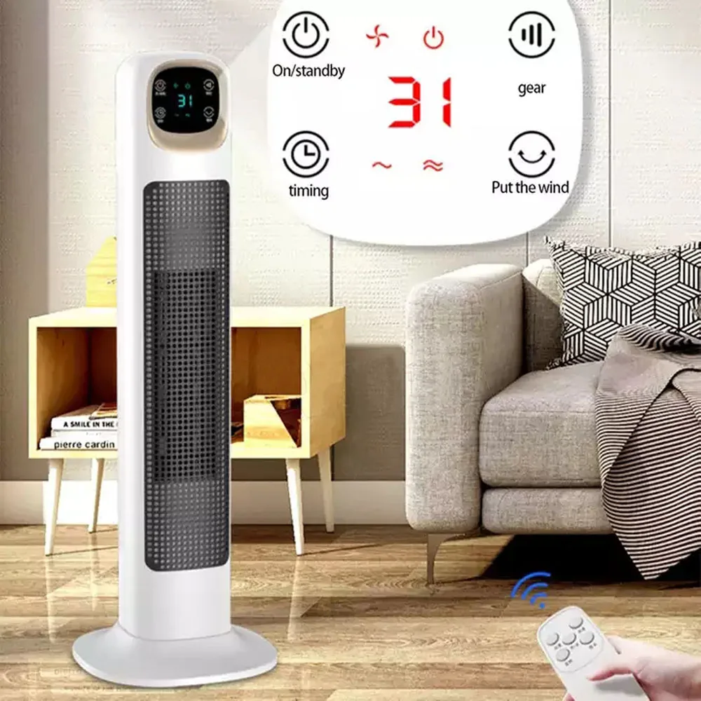 household vertical shaking head heater bedroom fast heat remote control hot air blower office power saving